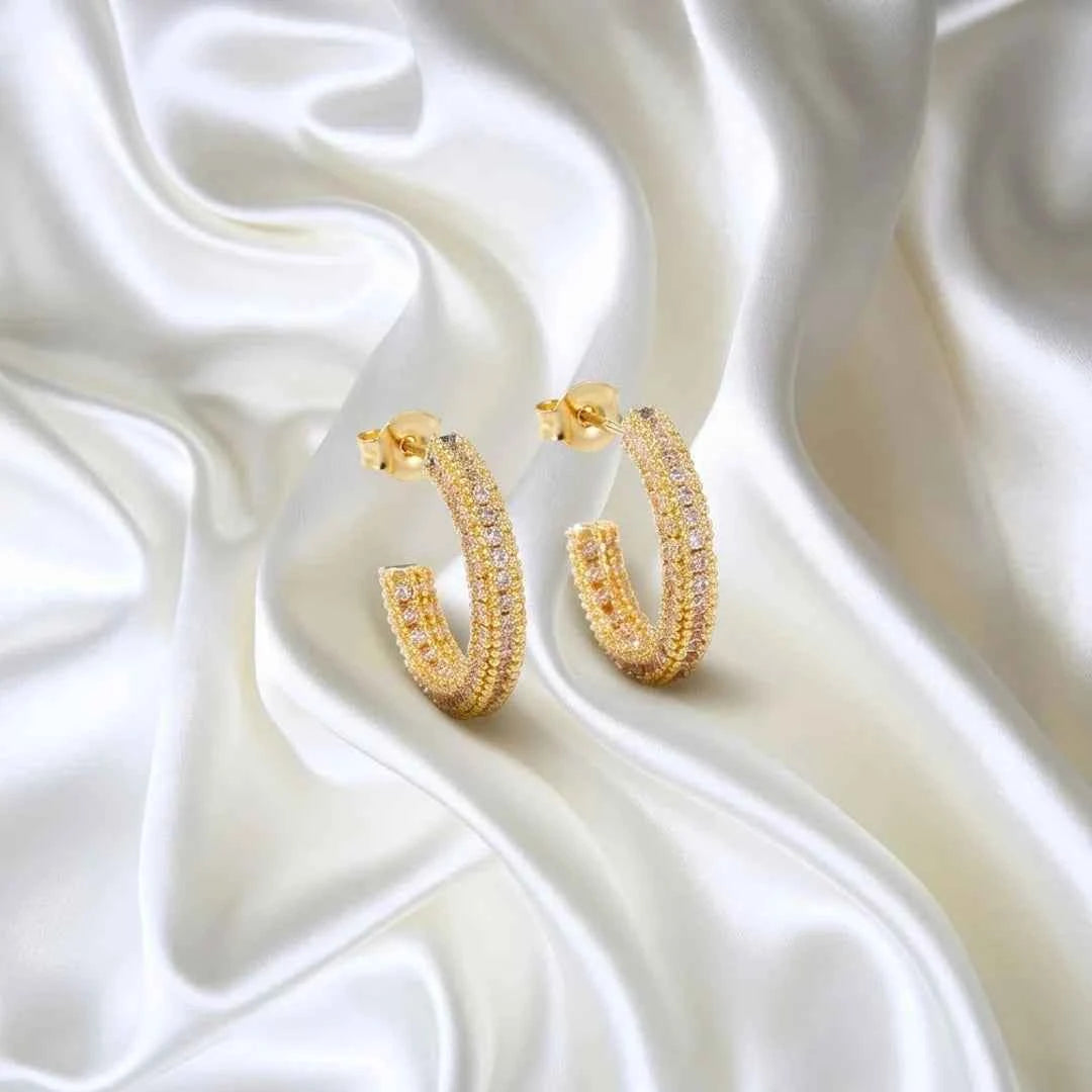 Simple Design Micro-inlaid Zircon Earrings