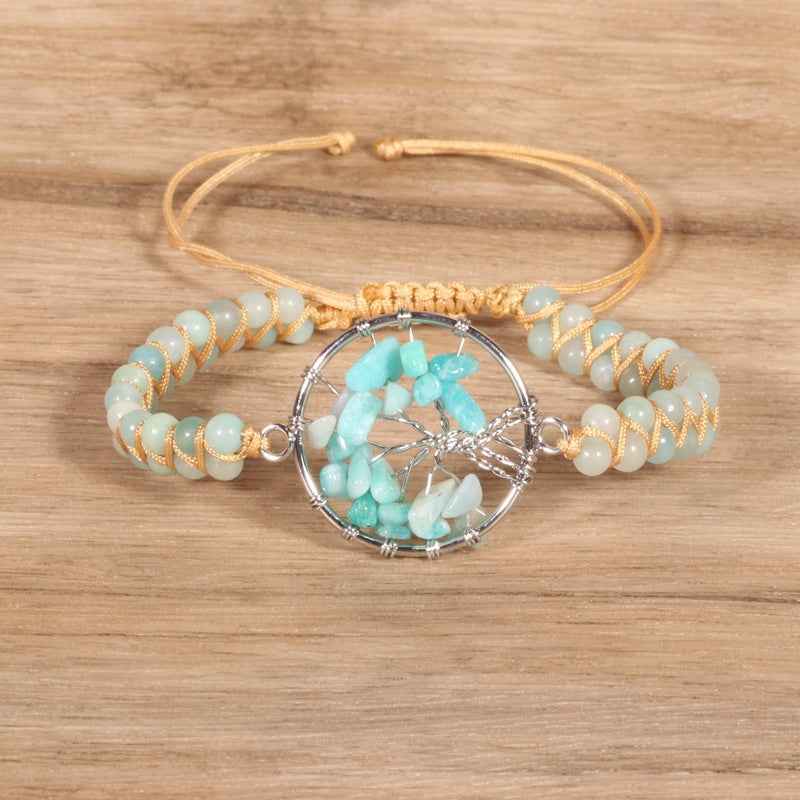Tree-shaped Charm Double-strand Braided Bracelet