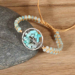 Tree-shaped Charm Double-strand Braided Bracelet