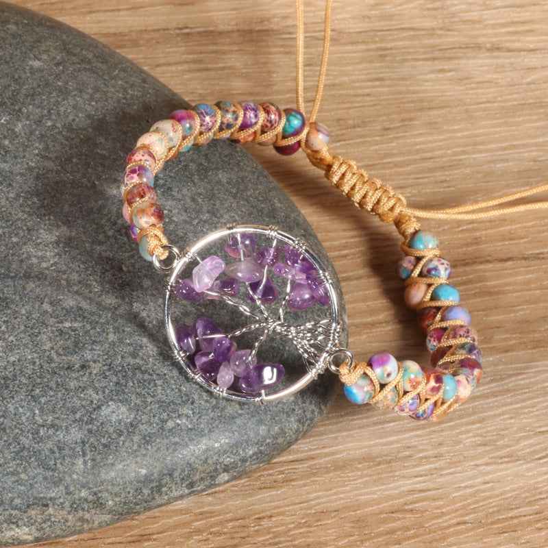 Tree-shaped Charm Double-strand Braided Bracelet