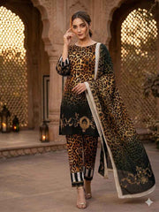 Leopard Print 3-Piece Grip Mix Suit with Baroque Border