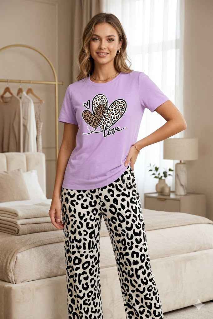 Leopard Love 2-Piece Jersey Nightwear & Loungewear Set