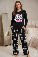 Panda Love 2-Piece Jersey Nightwear & Loungewear Set