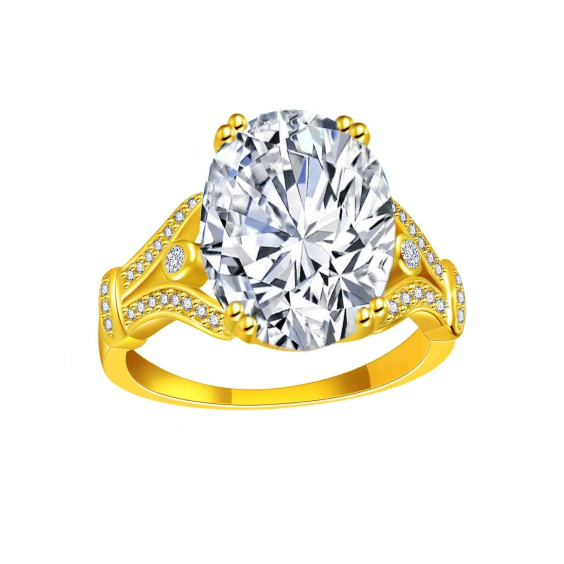 Goose Egg Diamond Creative Large Loose Stone 18k Gold-Plated Ring