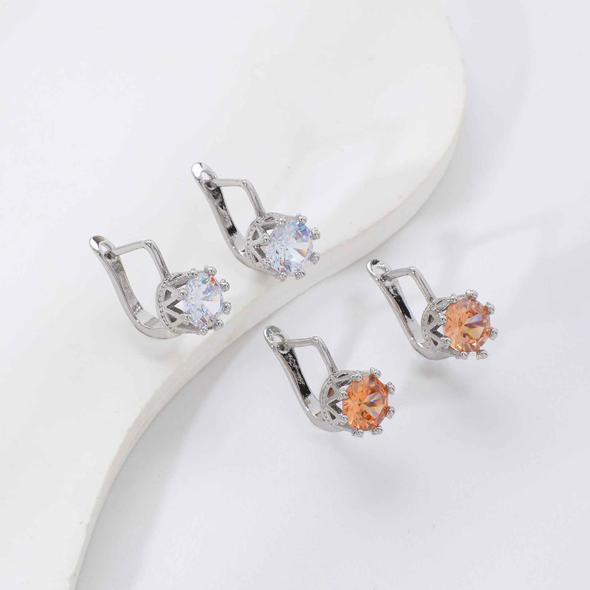 New Round Zircon Earrings For Women