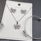 Silver Bow Tie Crystal Jewelry Set