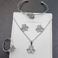 Silver Clover Crystal Jewelry Set with Bracelet